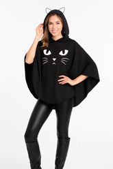 Black Cat Hooded Poncho Costume for Adults - Halloween Essential